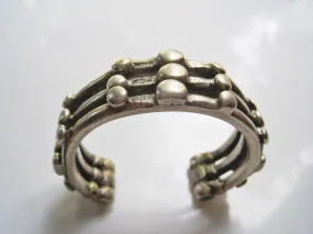 Small Triple Tier Nubian Silver Currency Bracelets Made in Egypt