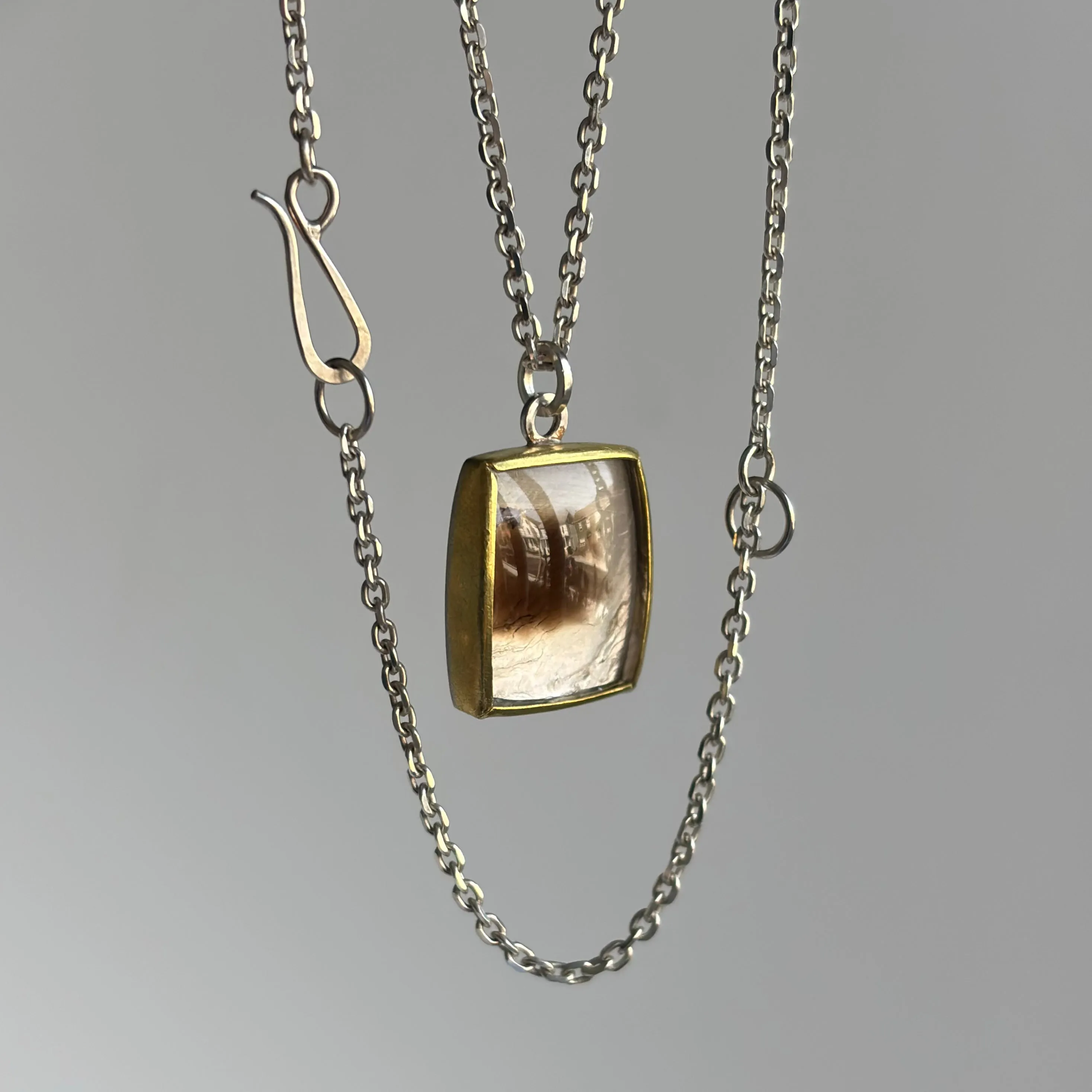 Smoky Quartz Cushion Splat Pendant