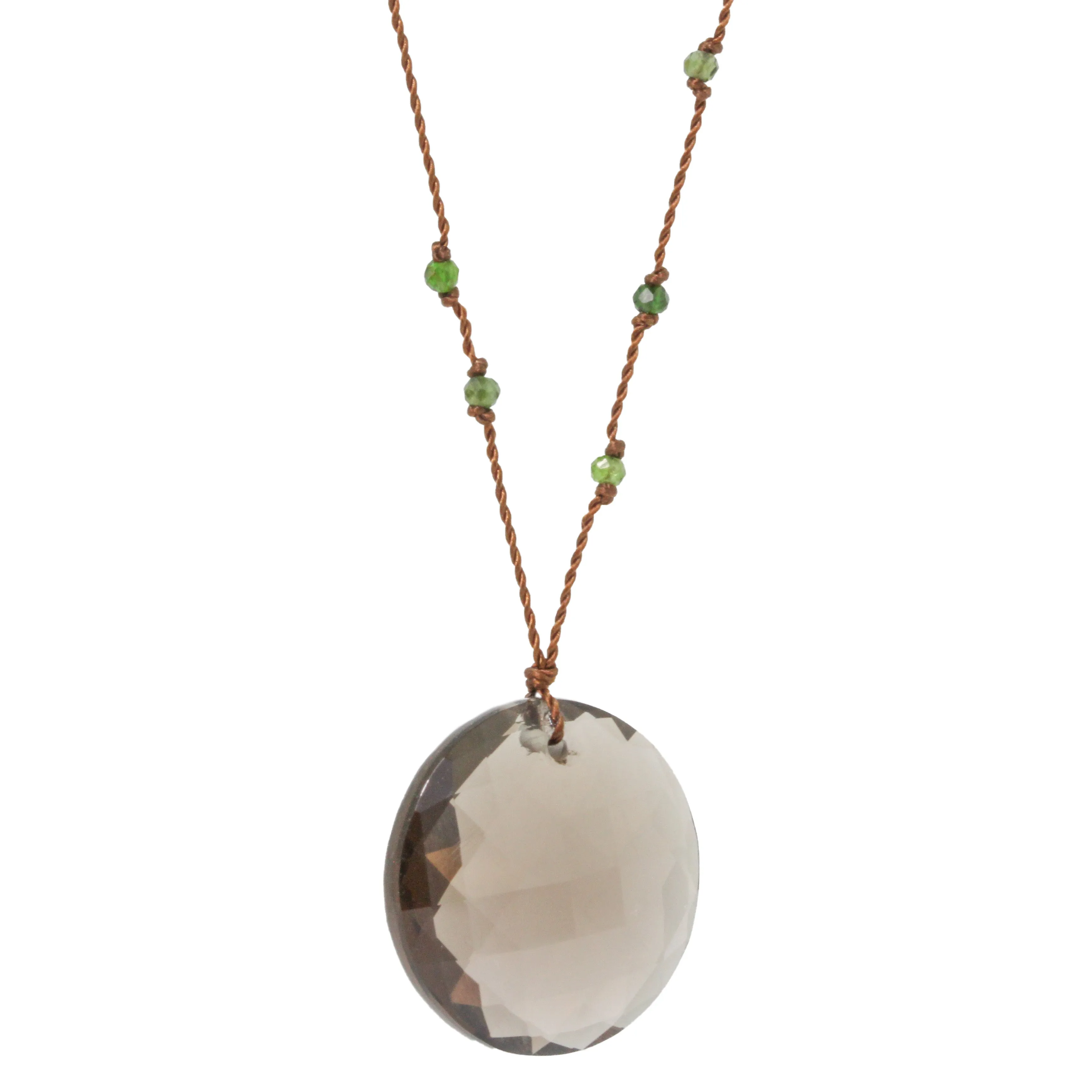 Smoky Quartz   Green Tourmaline Necklace