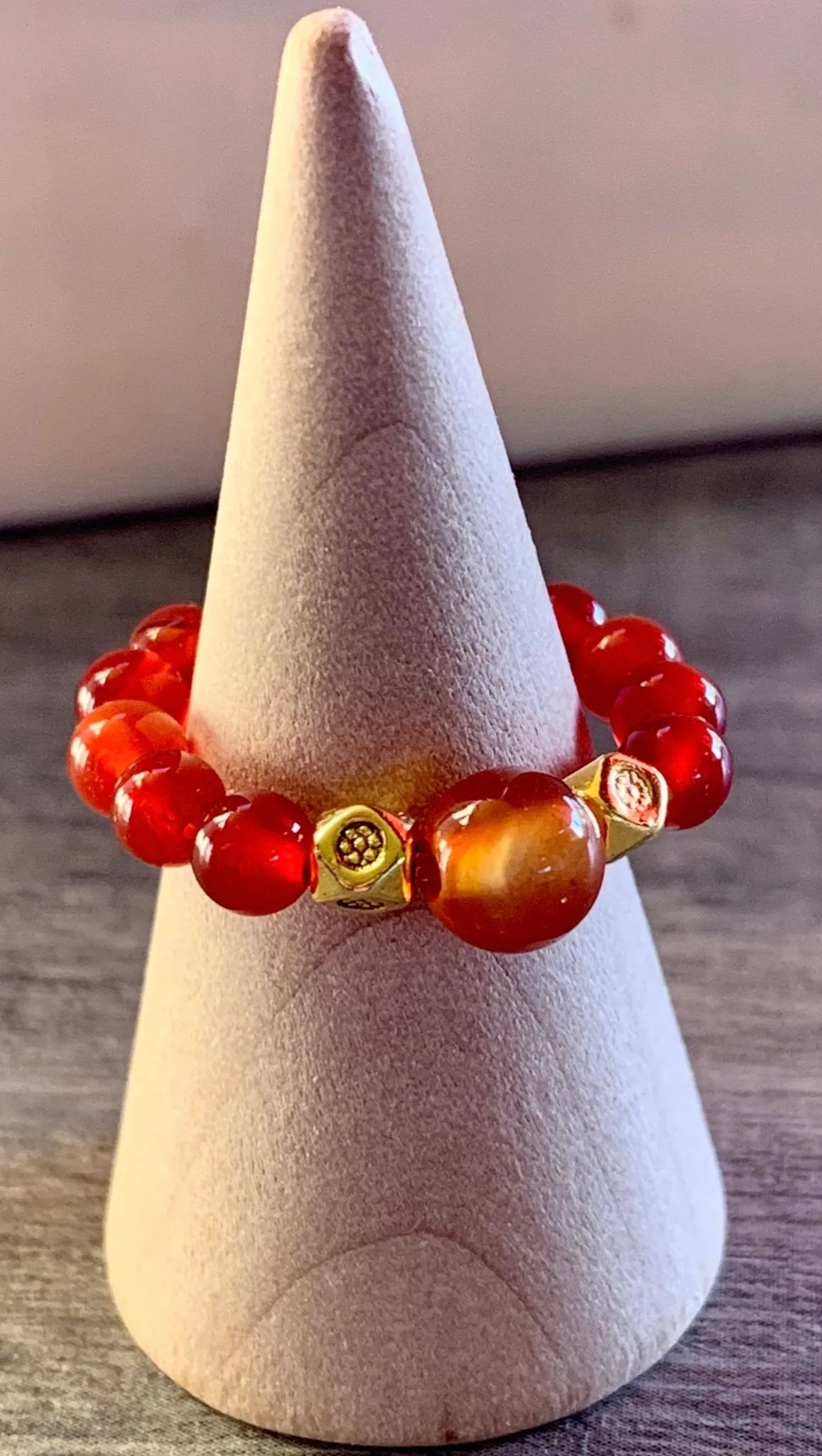 🔴SOLD🔴Clementine Carnelian Beaded Expandable (Stretchy) Ring