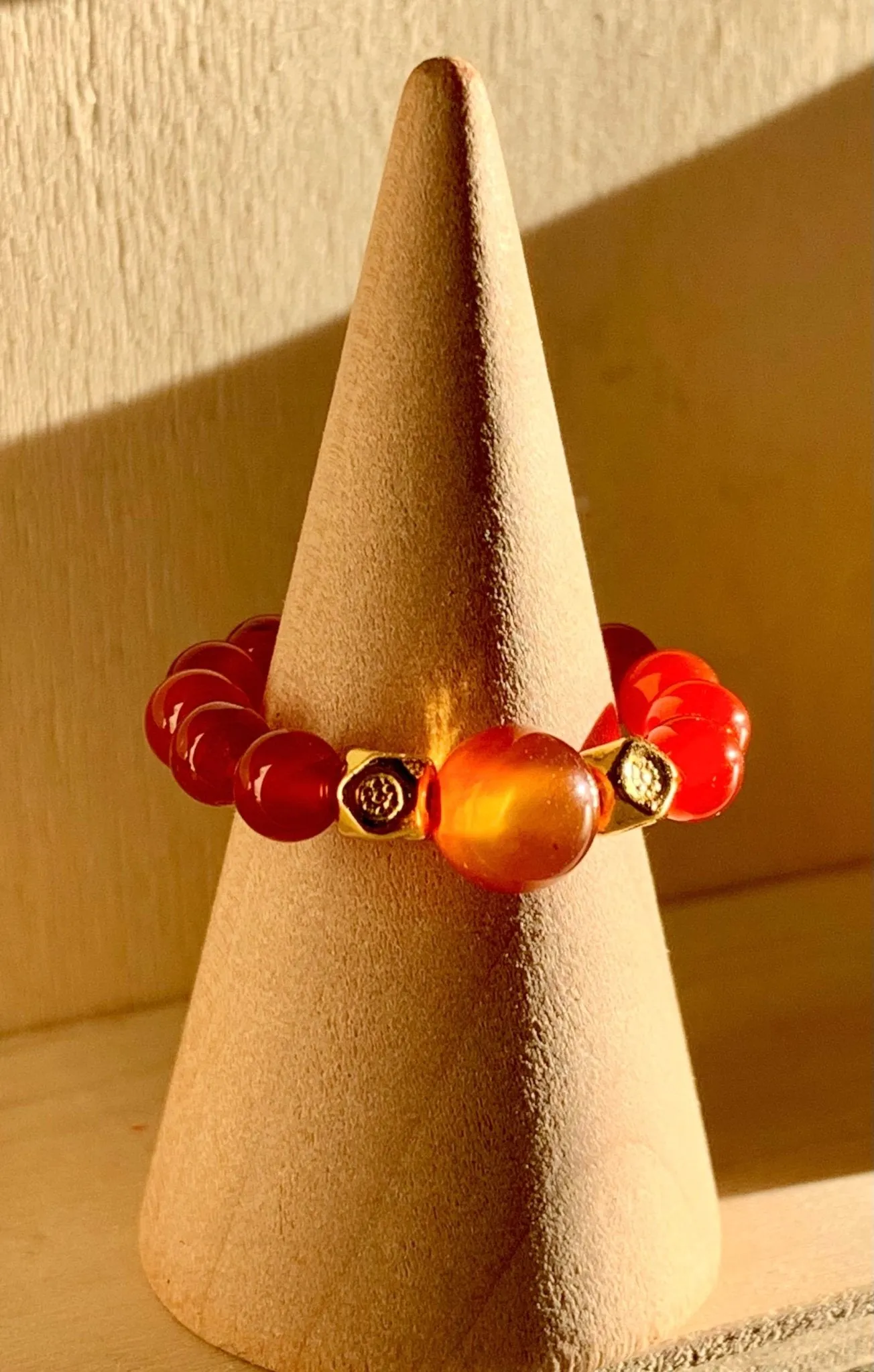 🔴SOLD🔴Clementine Carnelian Beaded Expandable (Stretchy) Ring