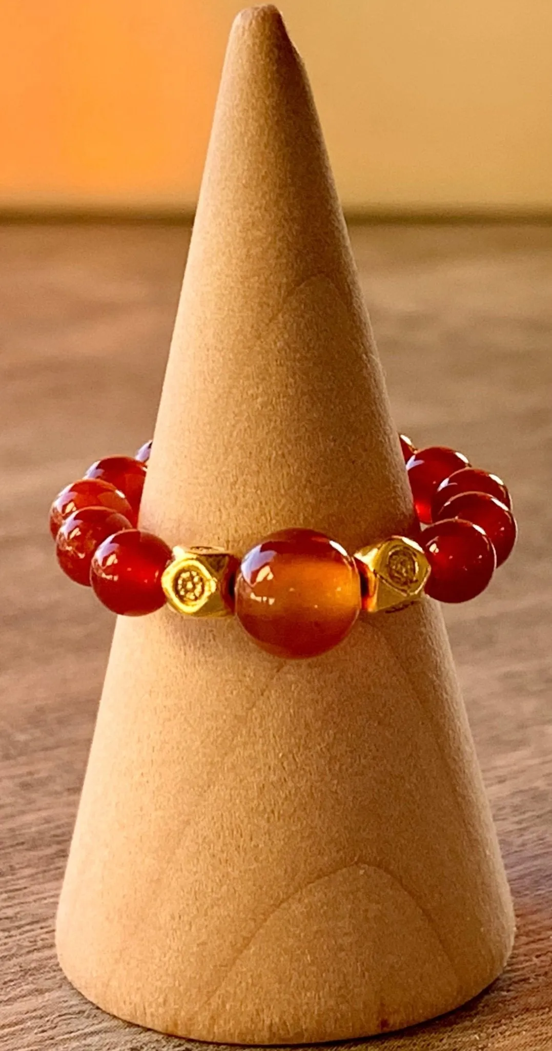 🔴SOLD🔴Clementine Carnelian Beaded Expandable (Stretchy) Ring
