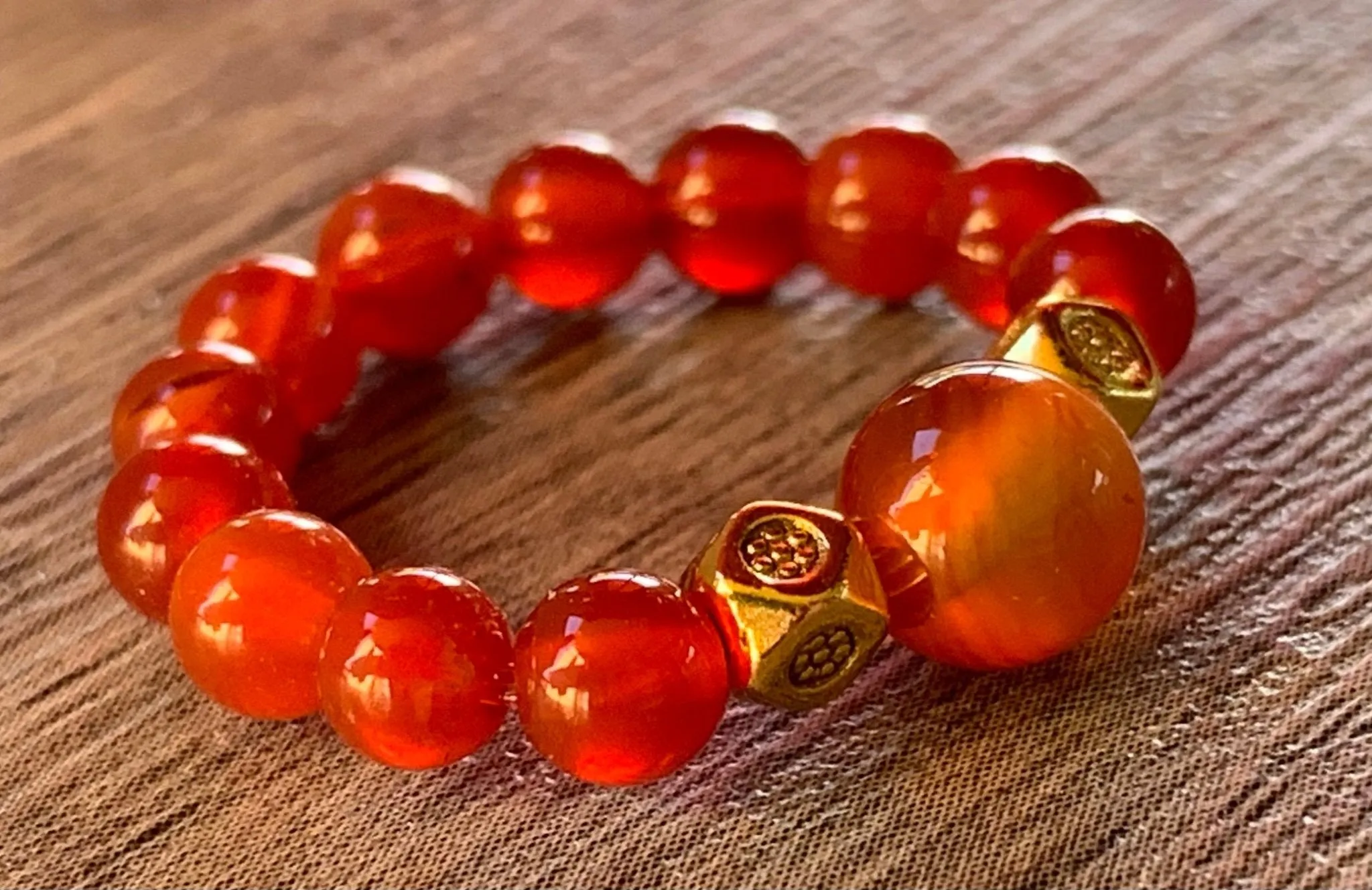 🔴SOLD🔴Clementine Carnelian Beaded Expandable (Stretchy) Ring