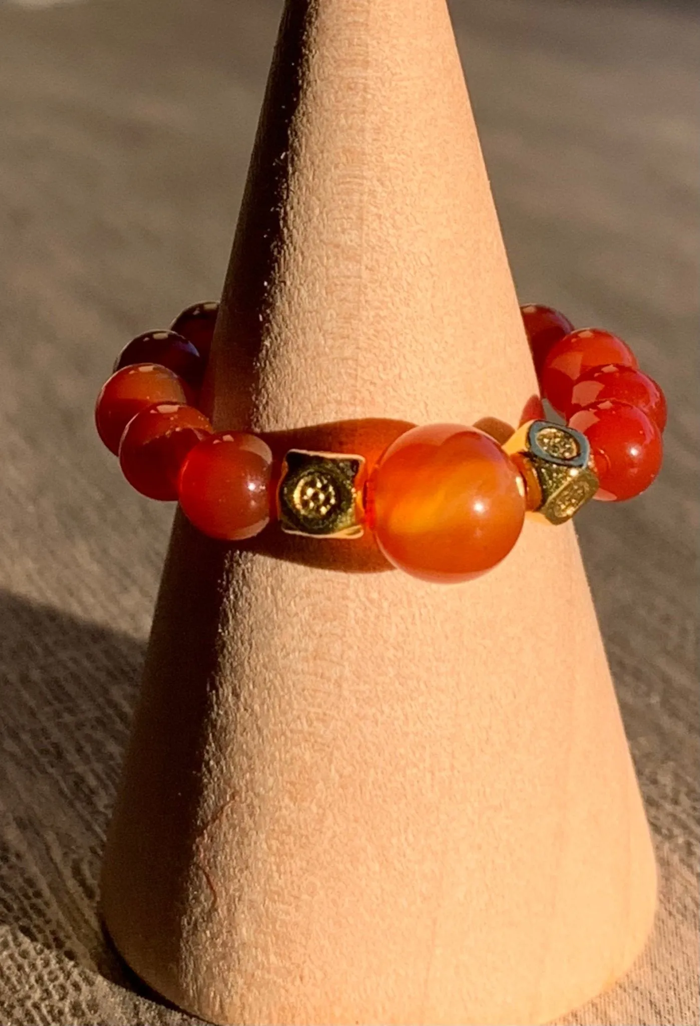 🔴SOLD🔴Clementine Carnelian Beaded Expandable (Stretchy) Ring