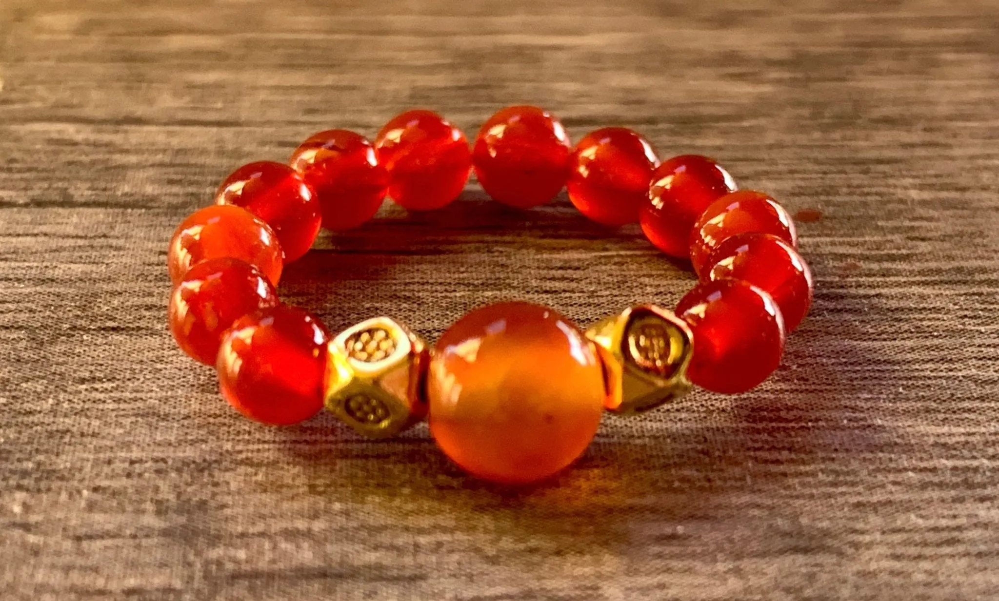 🔴SOLD🔴Clementine Carnelian Beaded Expandable (Stretchy) Ring