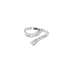 Solid 14kt White Gold .08 Carat Genuine Diamond Paved Toe Ring