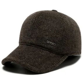 Solid Warm Mens Winter Baseball Cap Outdoor Earflaps Thickened Trucker Caps Gorras Hombre Snapback Hats Fitted Cap