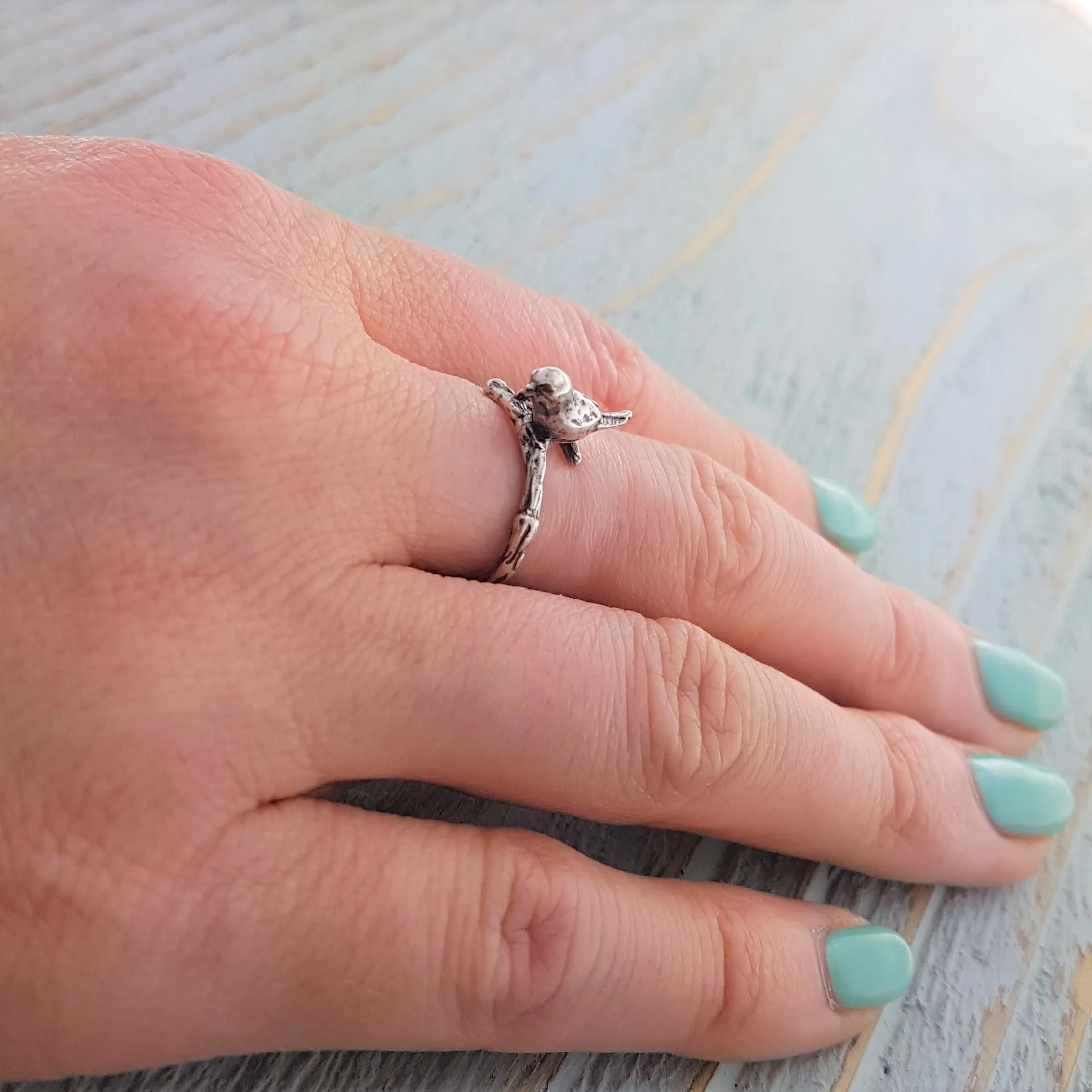 Sparrow and Twig Ring