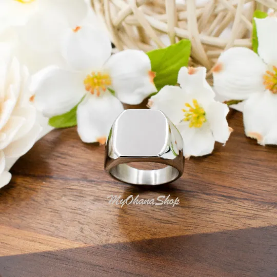 Stainless Steel Square Signet Ring