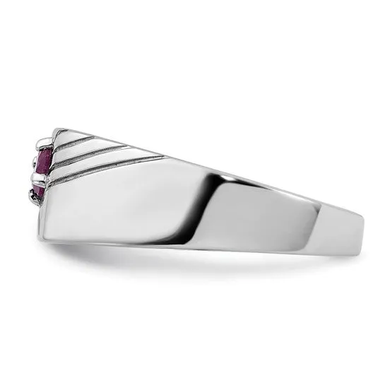 Sterling Silver African Ruby Signet Men's Ring