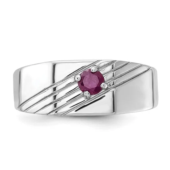 Sterling Silver African Ruby Signet Men's Ring
