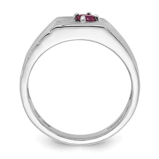 Sterling Silver African Ruby Signet Men's Ring