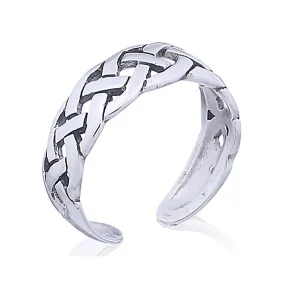 Sterling Silver Celtic Knot Basket Weaved Toe Ring