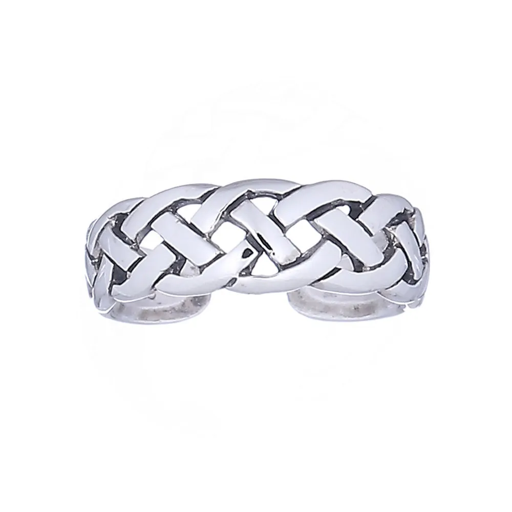 Sterling Silver Celtic Knot Basket Weaved Toe Ring
