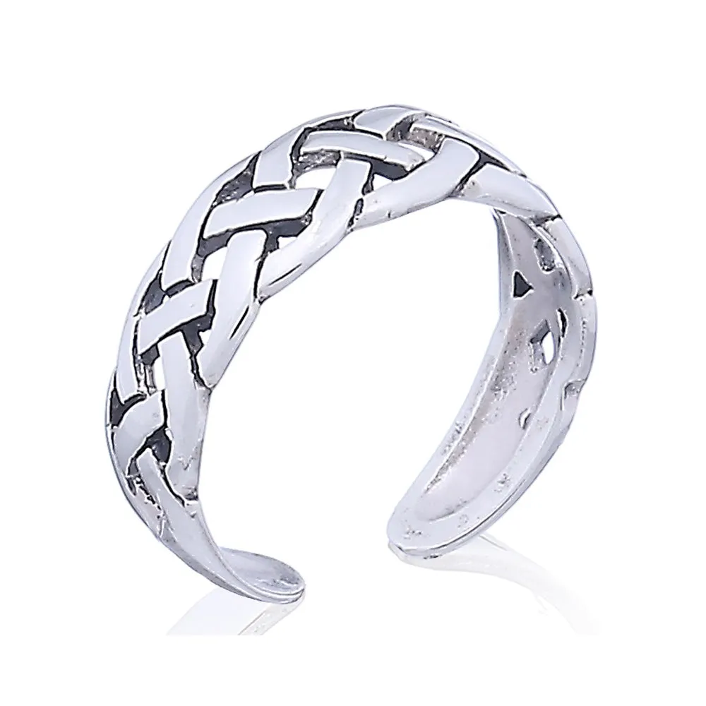 Sterling Silver Celtic Knot Basket Weaved Toe Ring
