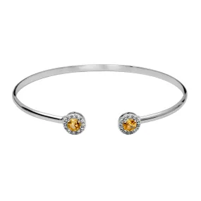 Sterling Silver Citrine & White Topaz Halo Cuff Bracelet by Samuel B.