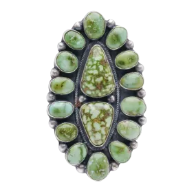 Sterling Silver Cluster Ring with Sonoran Turquoise | Reeda R. Begay