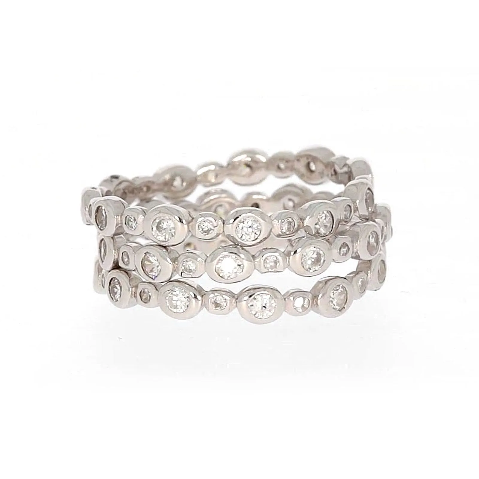 Sterling Silver Cubic Zirconia 3 Ring Set