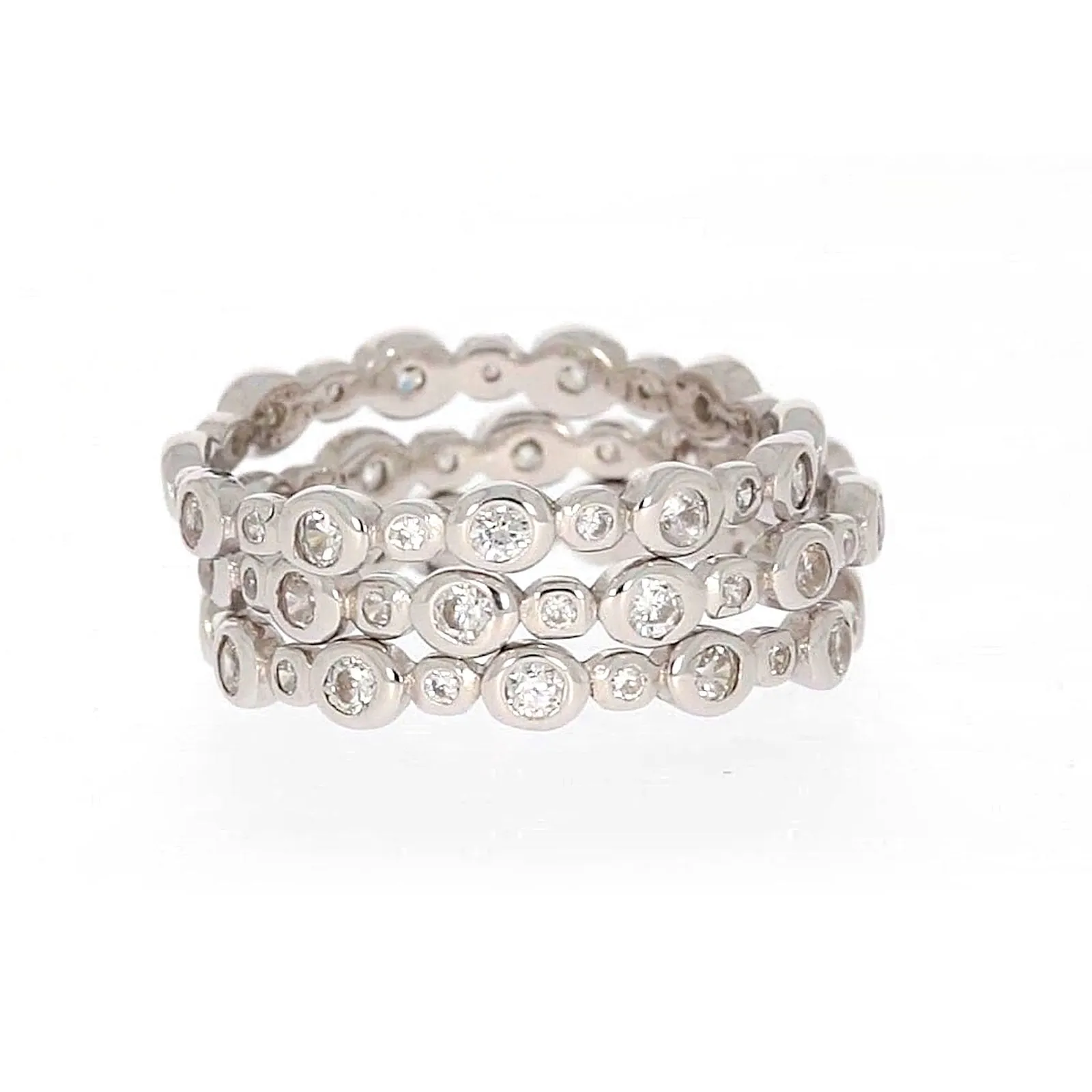 Sterling Silver Cubic Zirconia 3 Ring Set