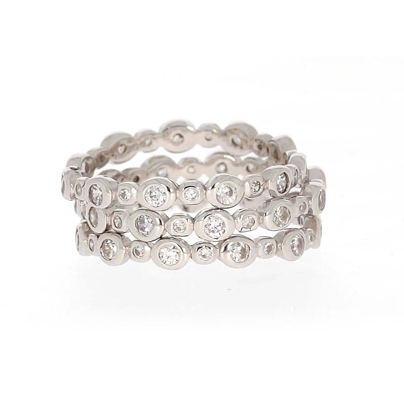 Sterling Silver Cubic Zirconia 3 Ring Set