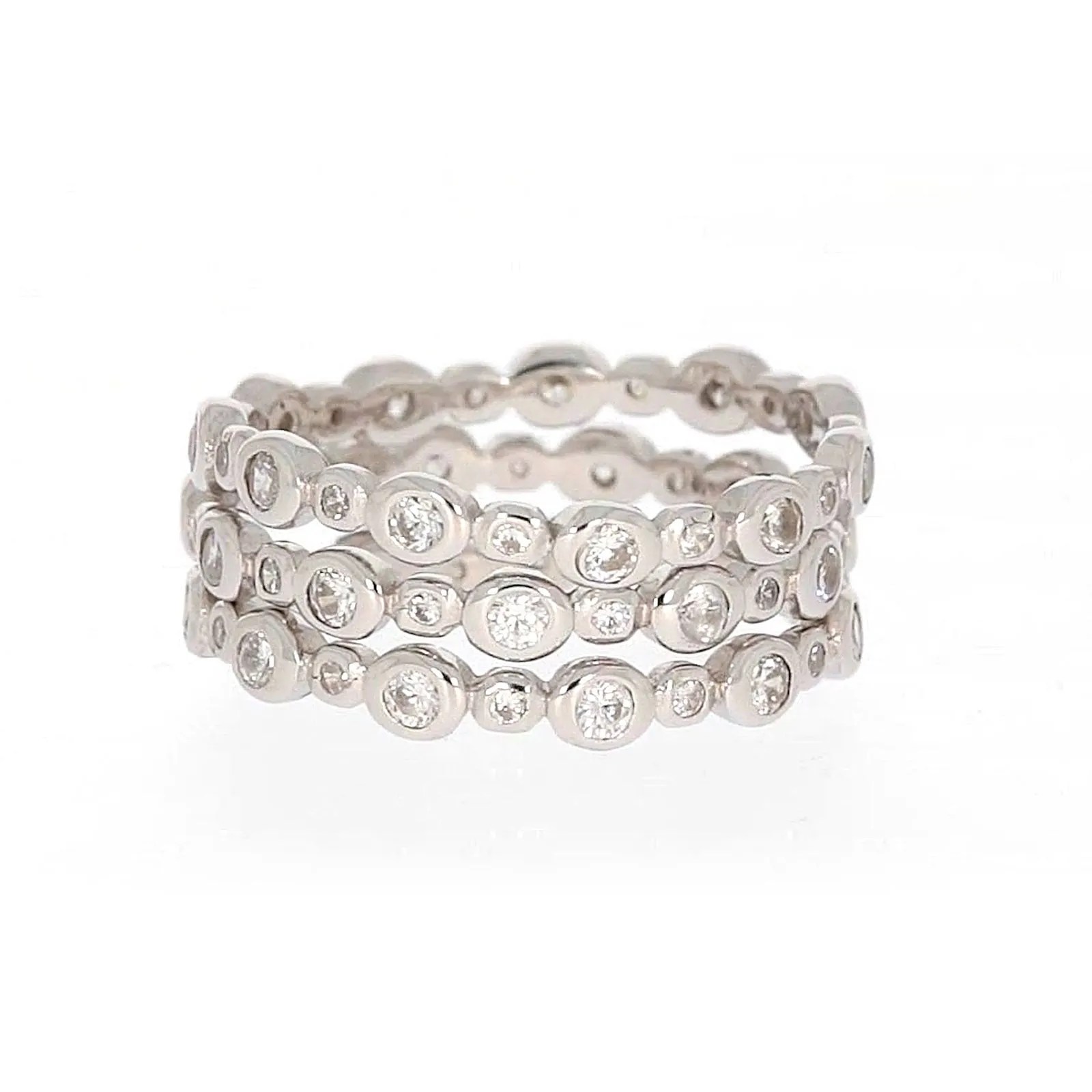 Sterling Silver Cubic Zirconia 3 Ring Set