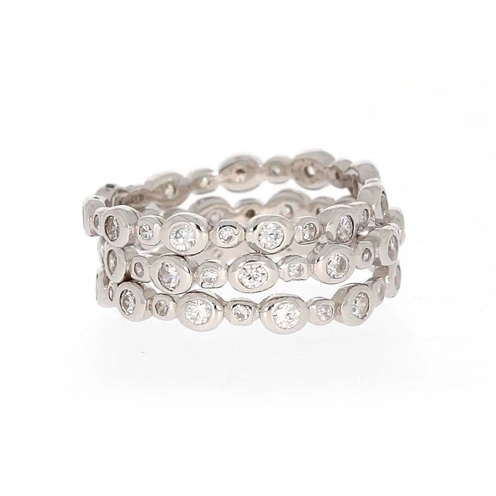 Sterling Silver Cubic Zirconia 3 Ring Set