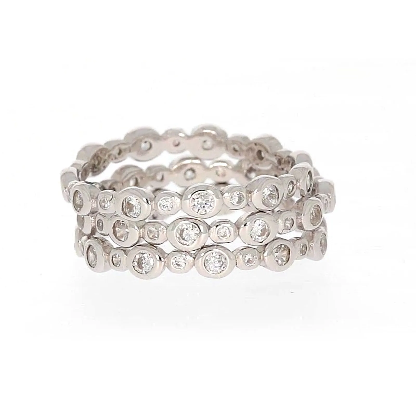 Sterling Silver Cubic Zirconia 3 Ring Set