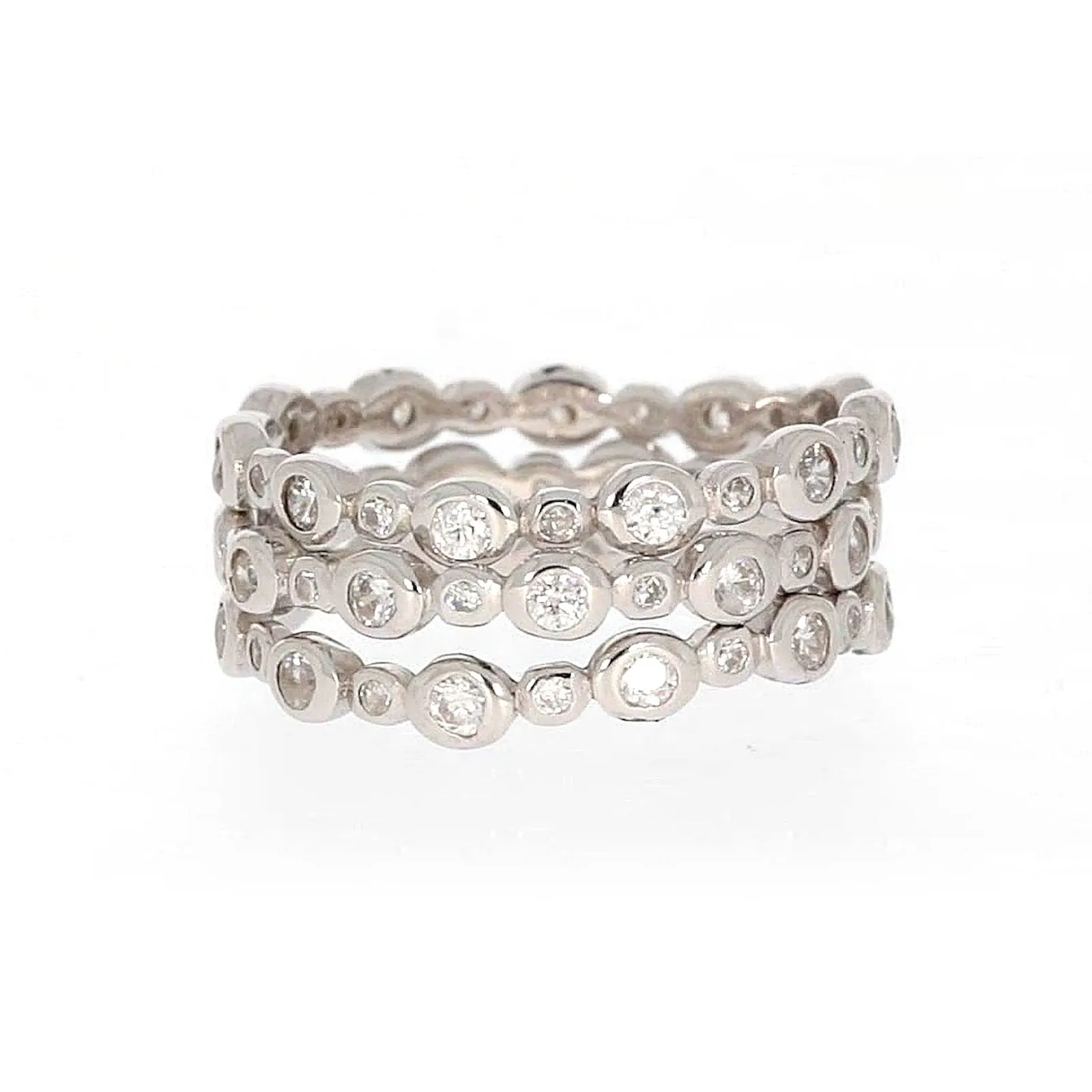 Sterling Silver Cubic Zirconia 3 Ring Set