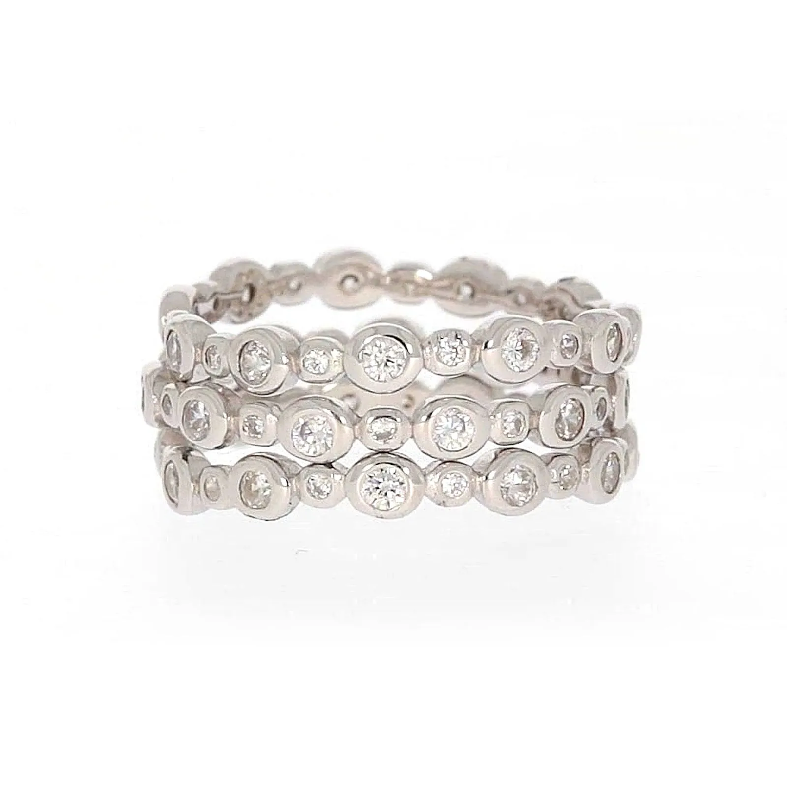 Sterling Silver Cubic Zirconia 3 Ring Set