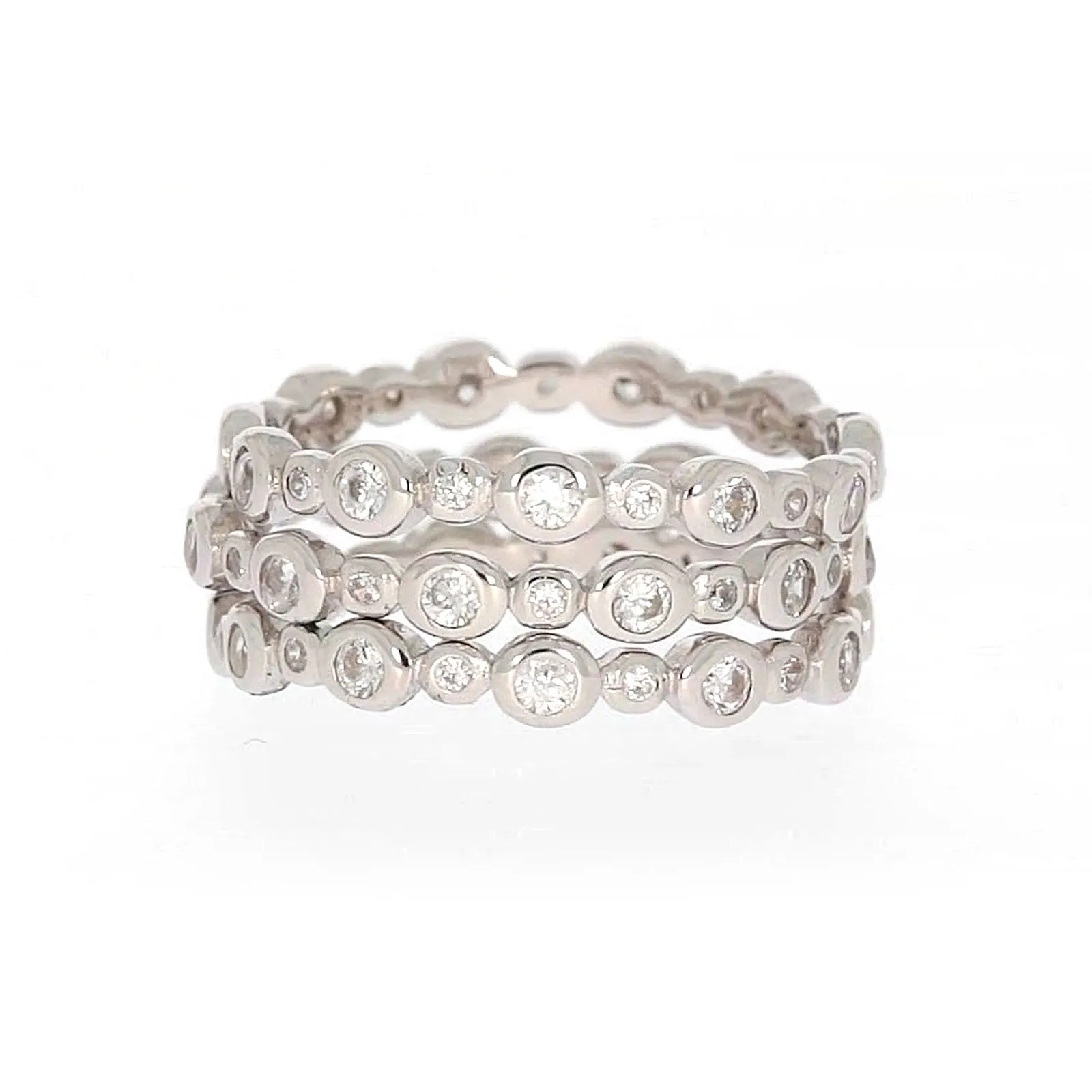 Sterling Silver Cubic Zirconia 3 Ring Set