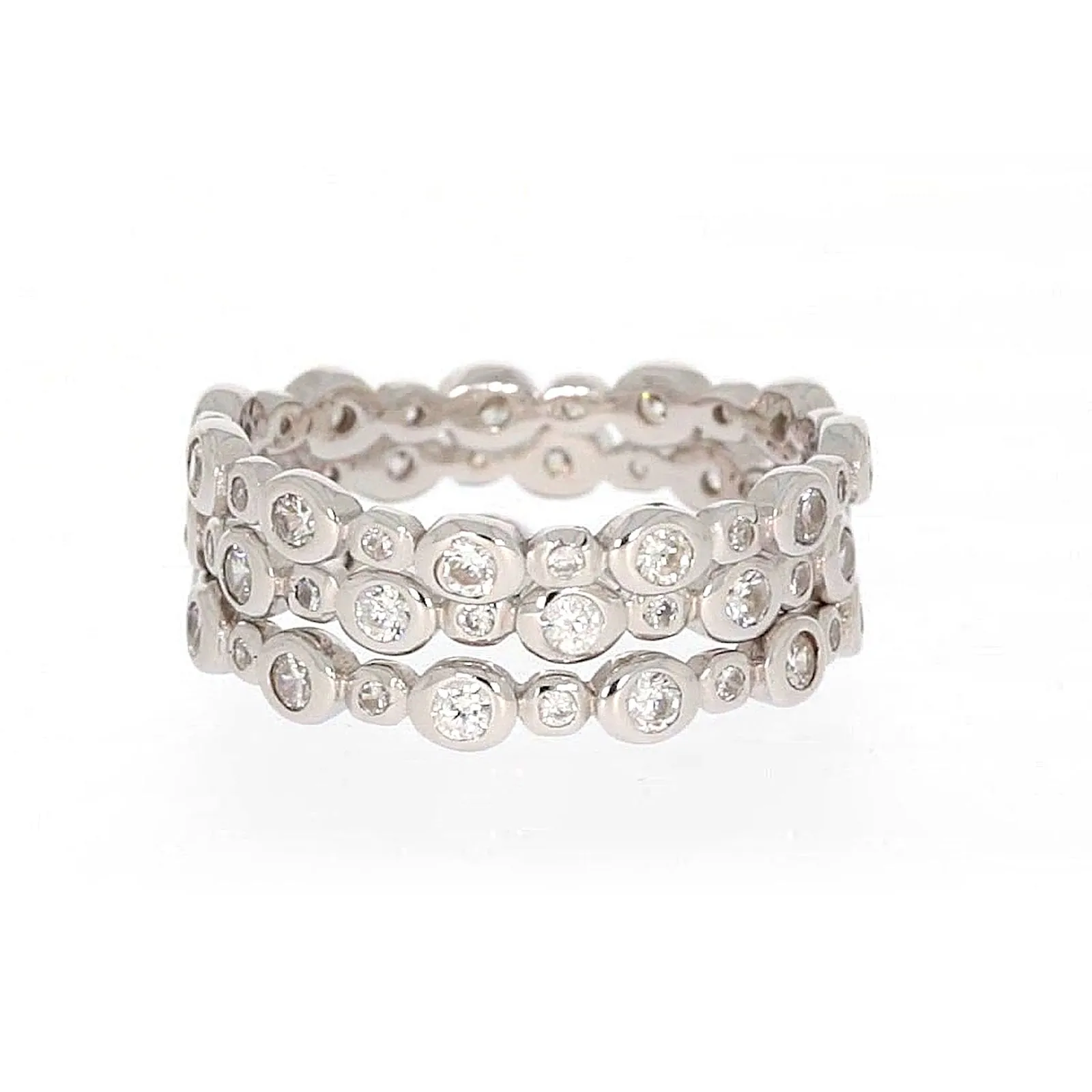 Sterling Silver Cubic Zirconia 3 Ring Set