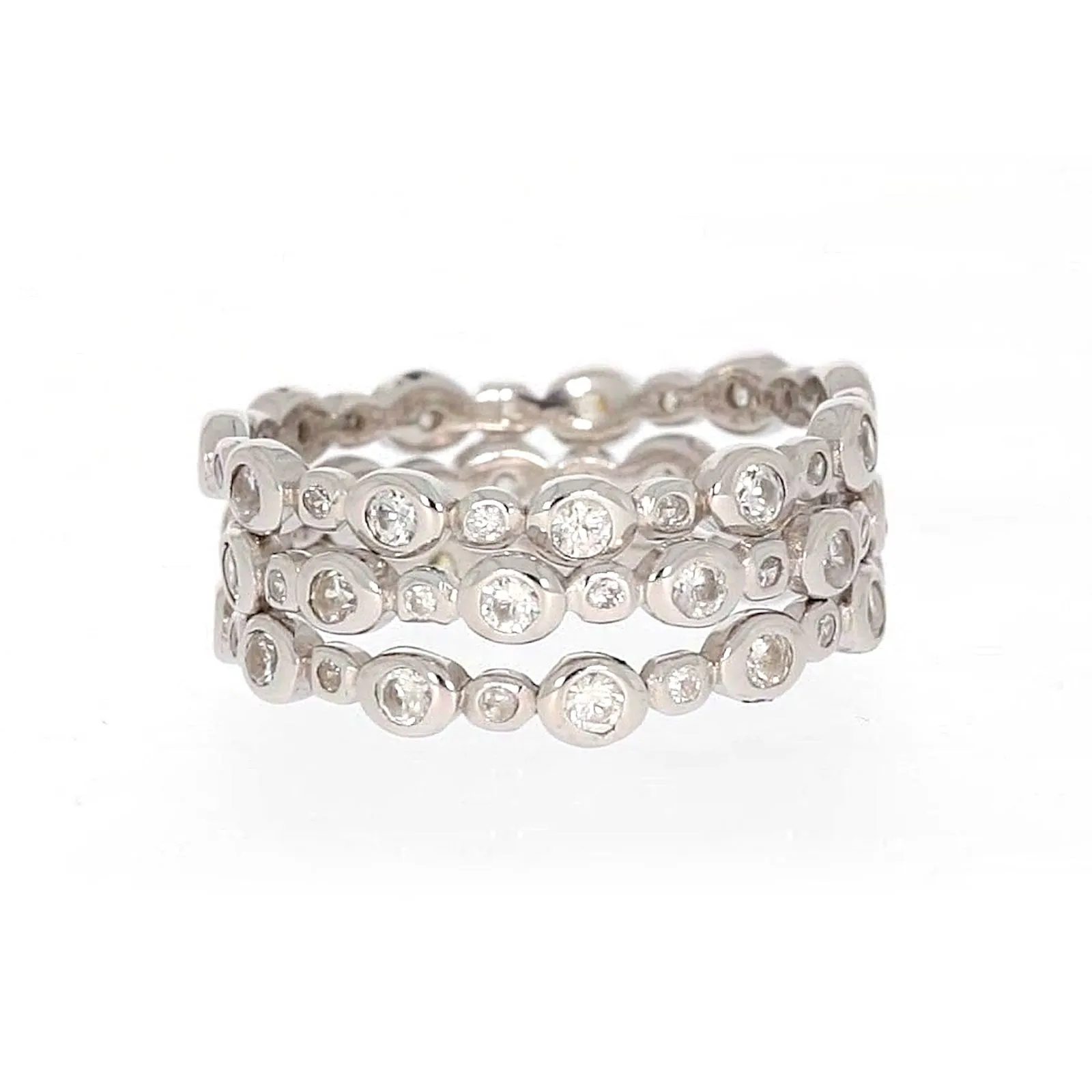 Sterling Silver Cubic Zirconia 3 Ring Set