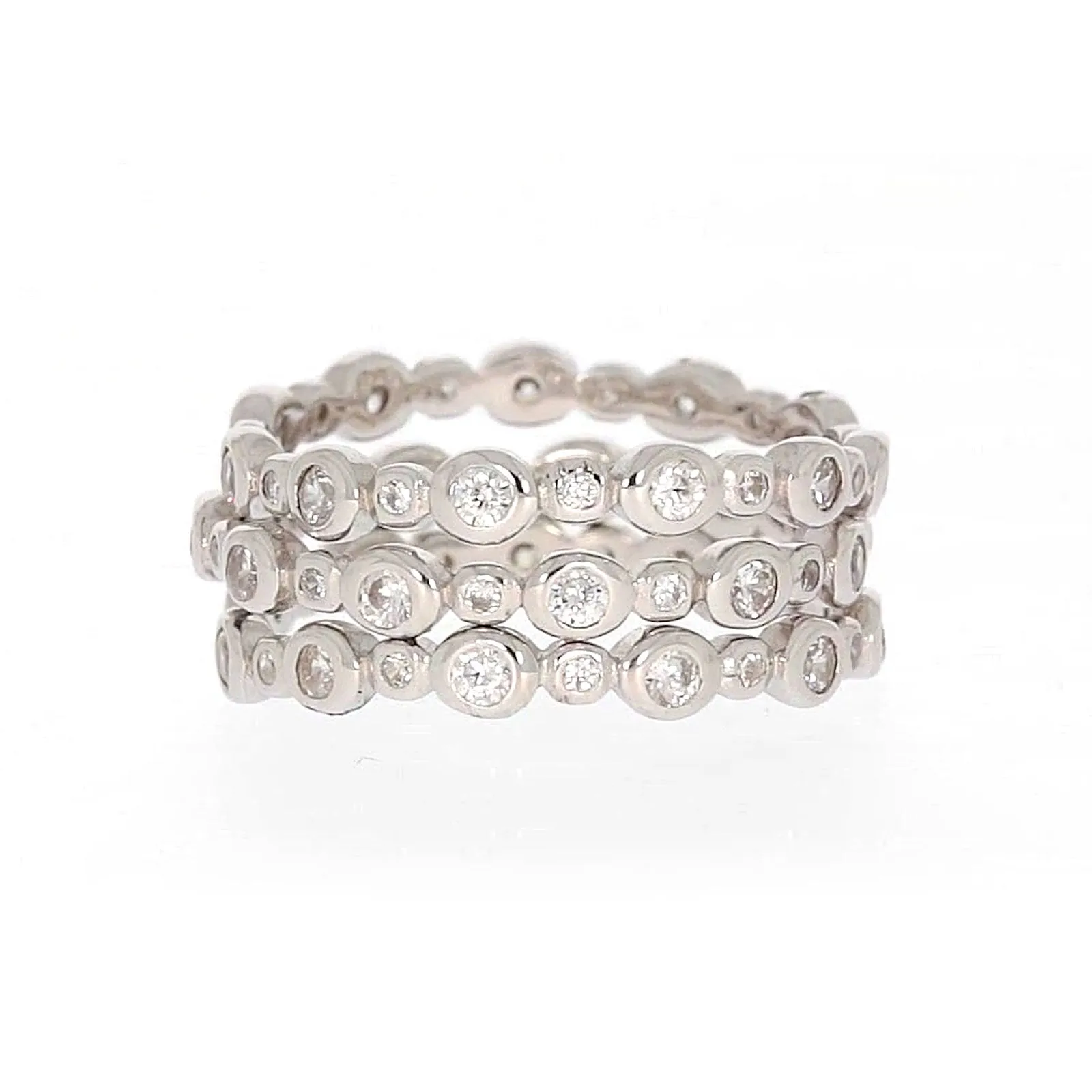 Sterling Silver Cubic Zirconia 3 Ring Set
