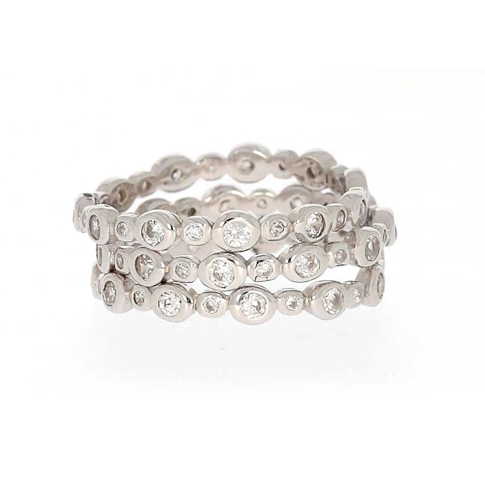 Sterling Silver Cubic Zirconia 3 Ring Set