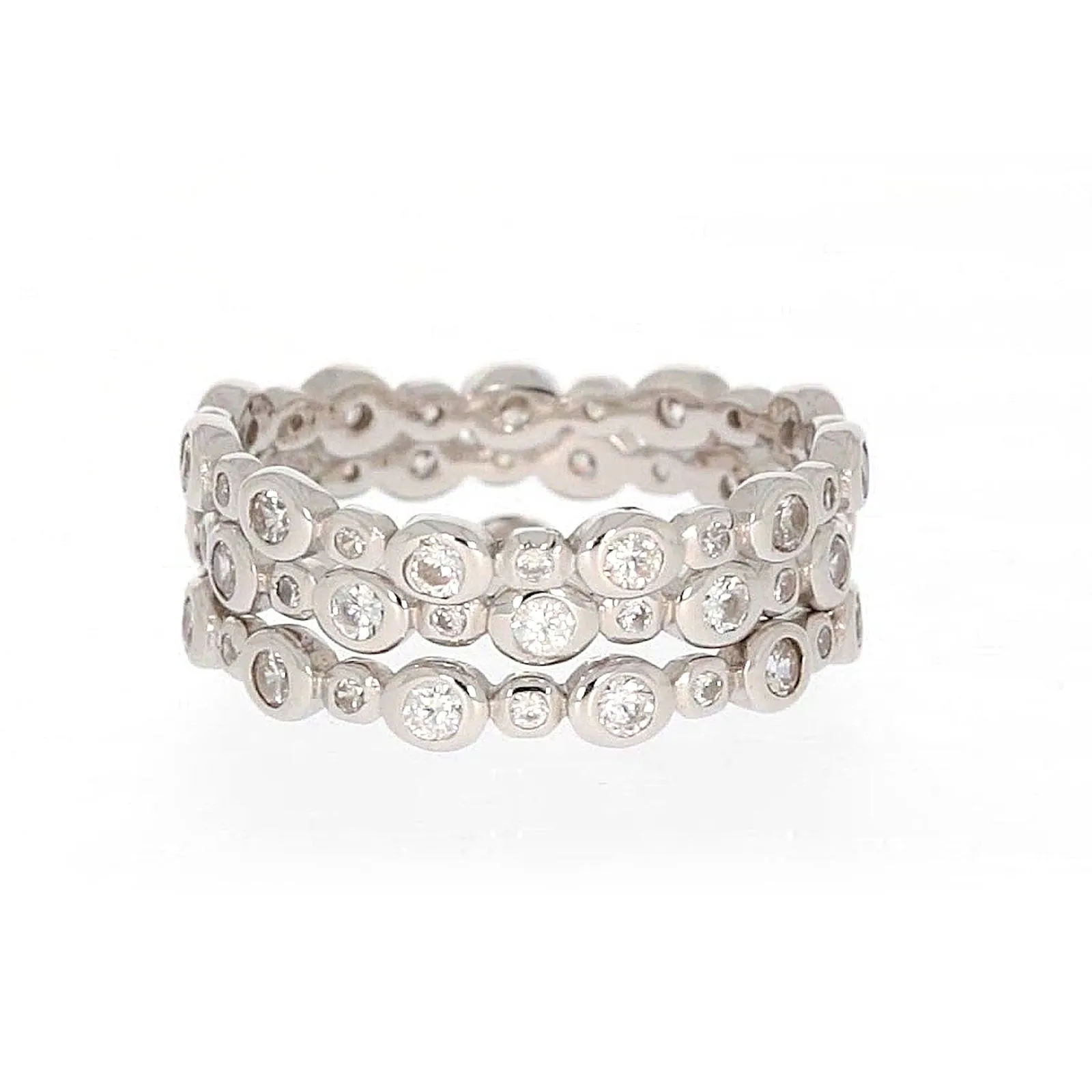 Sterling Silver Cubic Zirconia 3 Ring Set