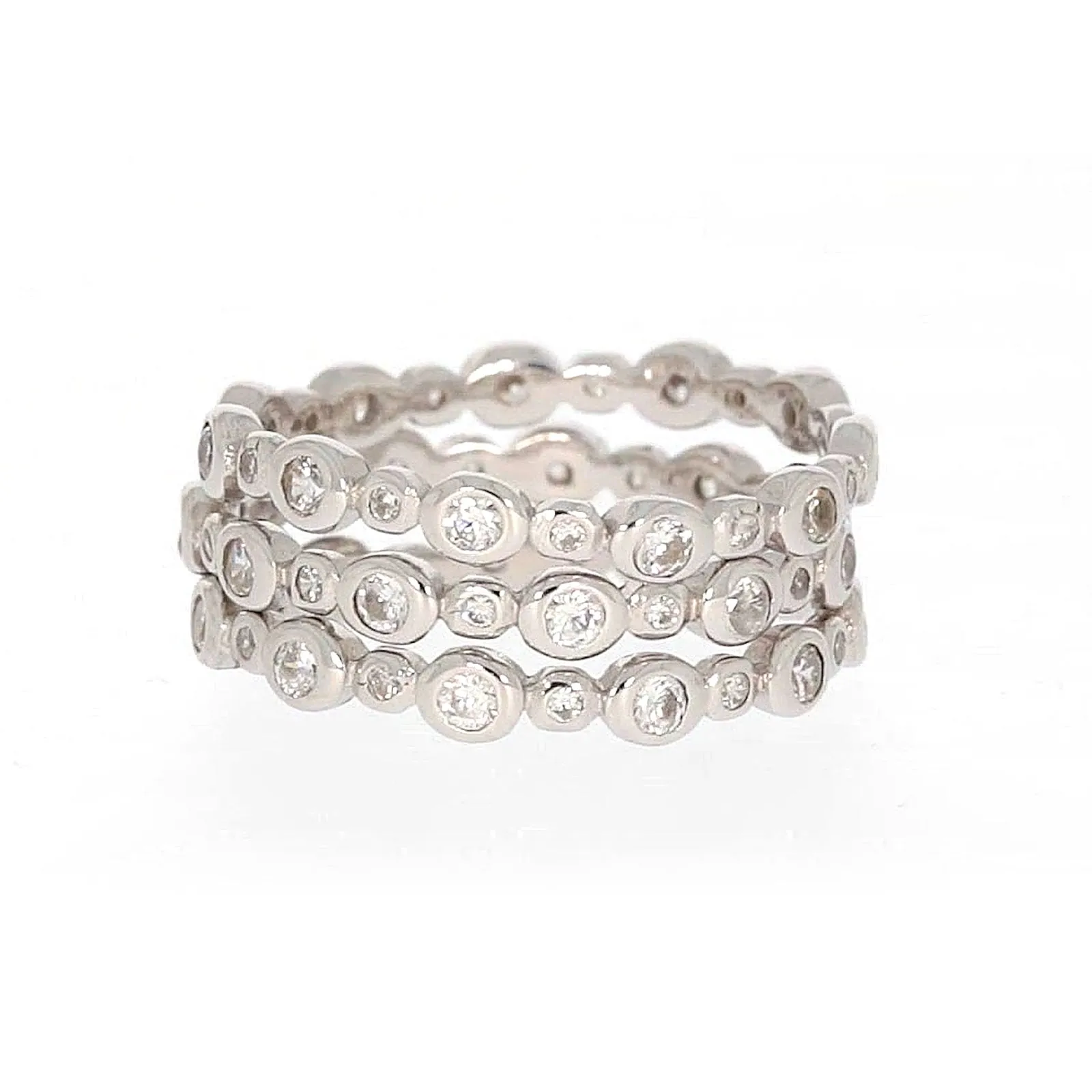 Sterling Silver Cubic Zirconia 3 Ring Set