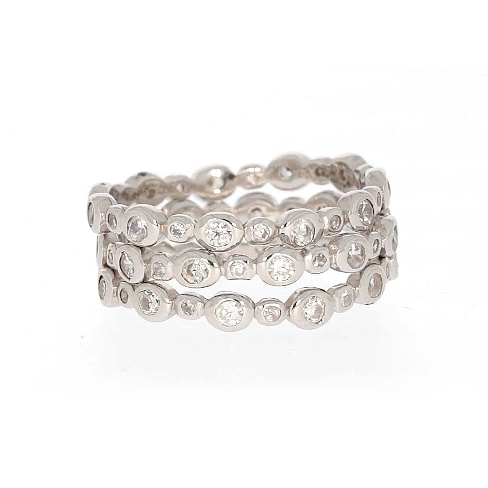 Sterling Silver Cubic Zirconia 3 Ring Set
