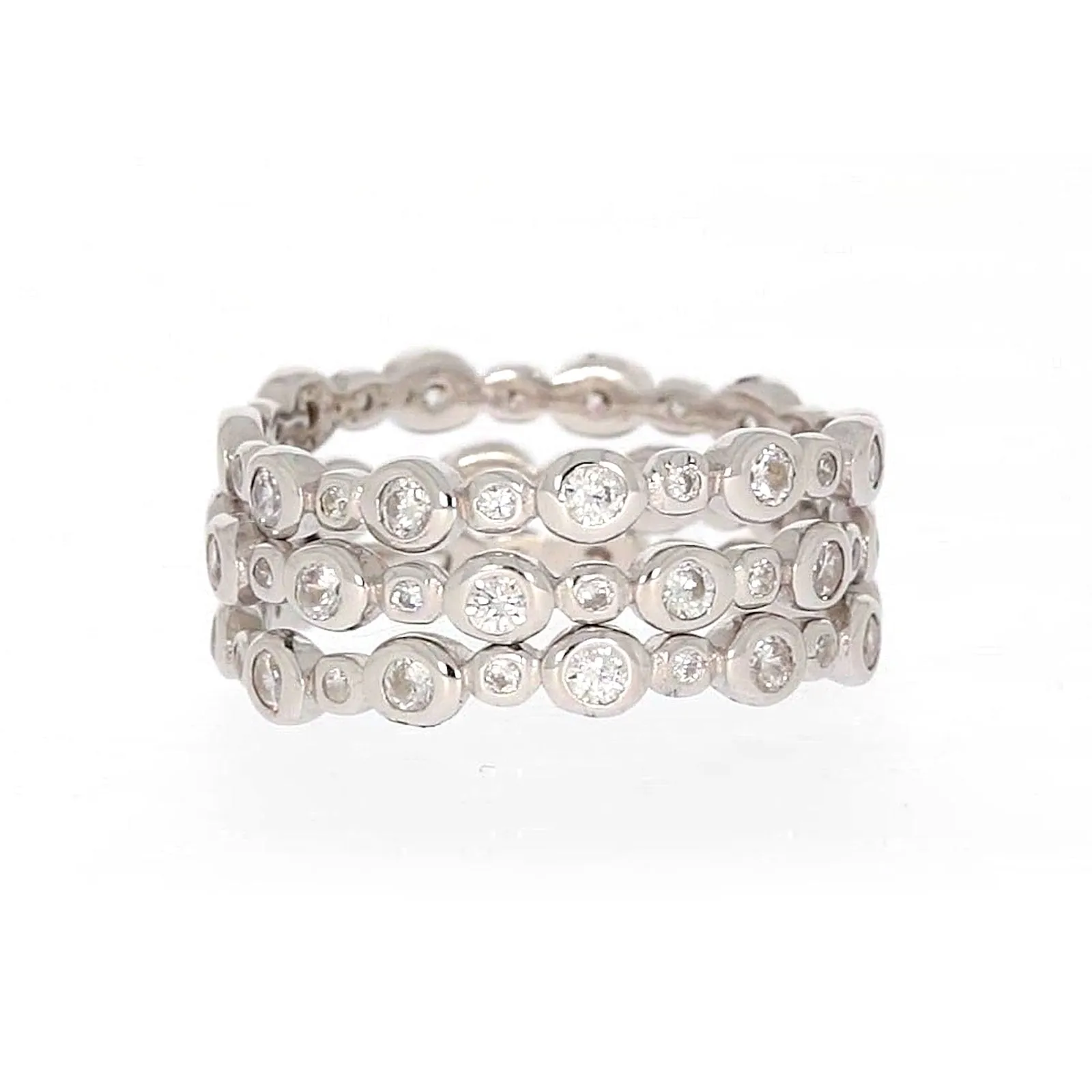 Sterling Silver Cubic Zirconia 3 Ring Set