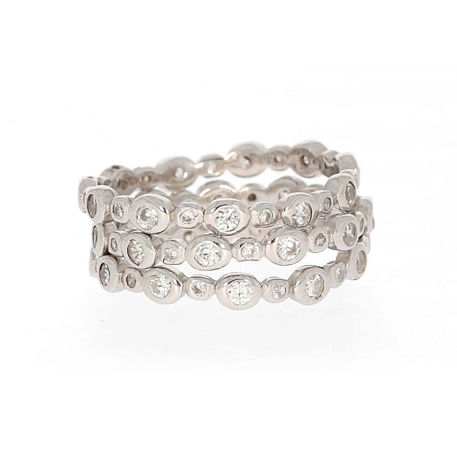 Sterling Silver Cubic Zirconia 3 Ring Set