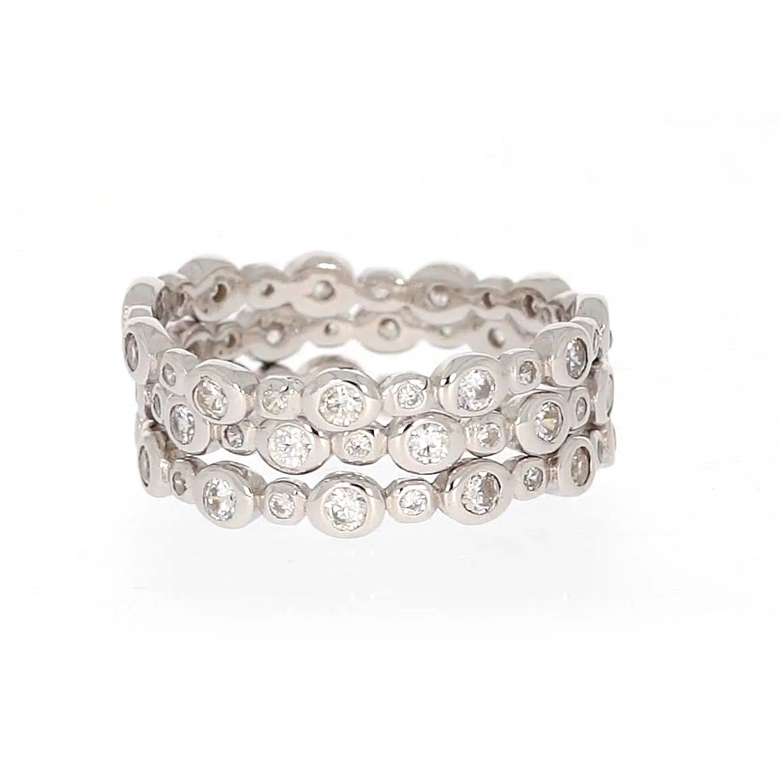 Sterling Silver Cubic Zirconia 3 Ring Set