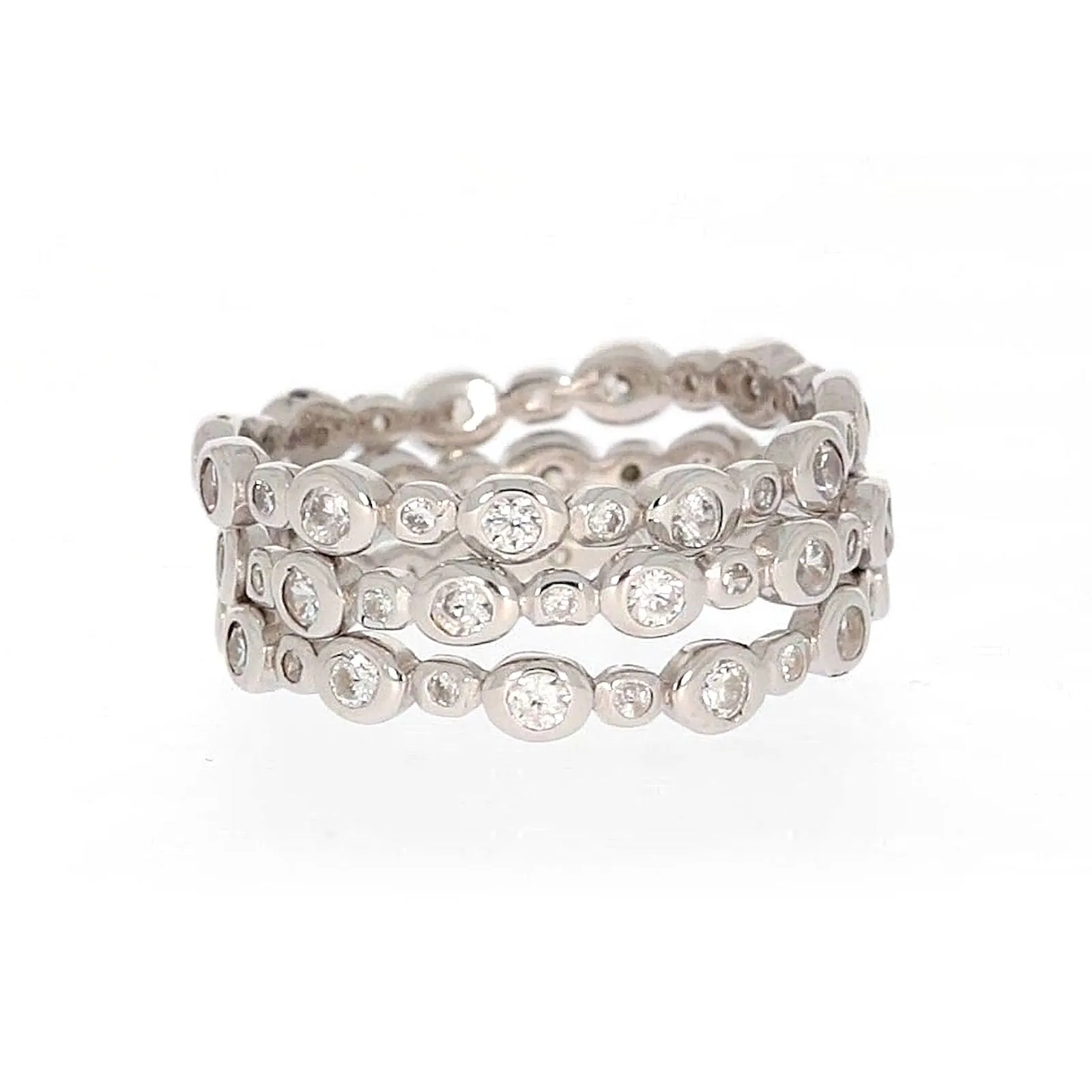 Sterling Silver Cubic Zirconia 3 Ring Set