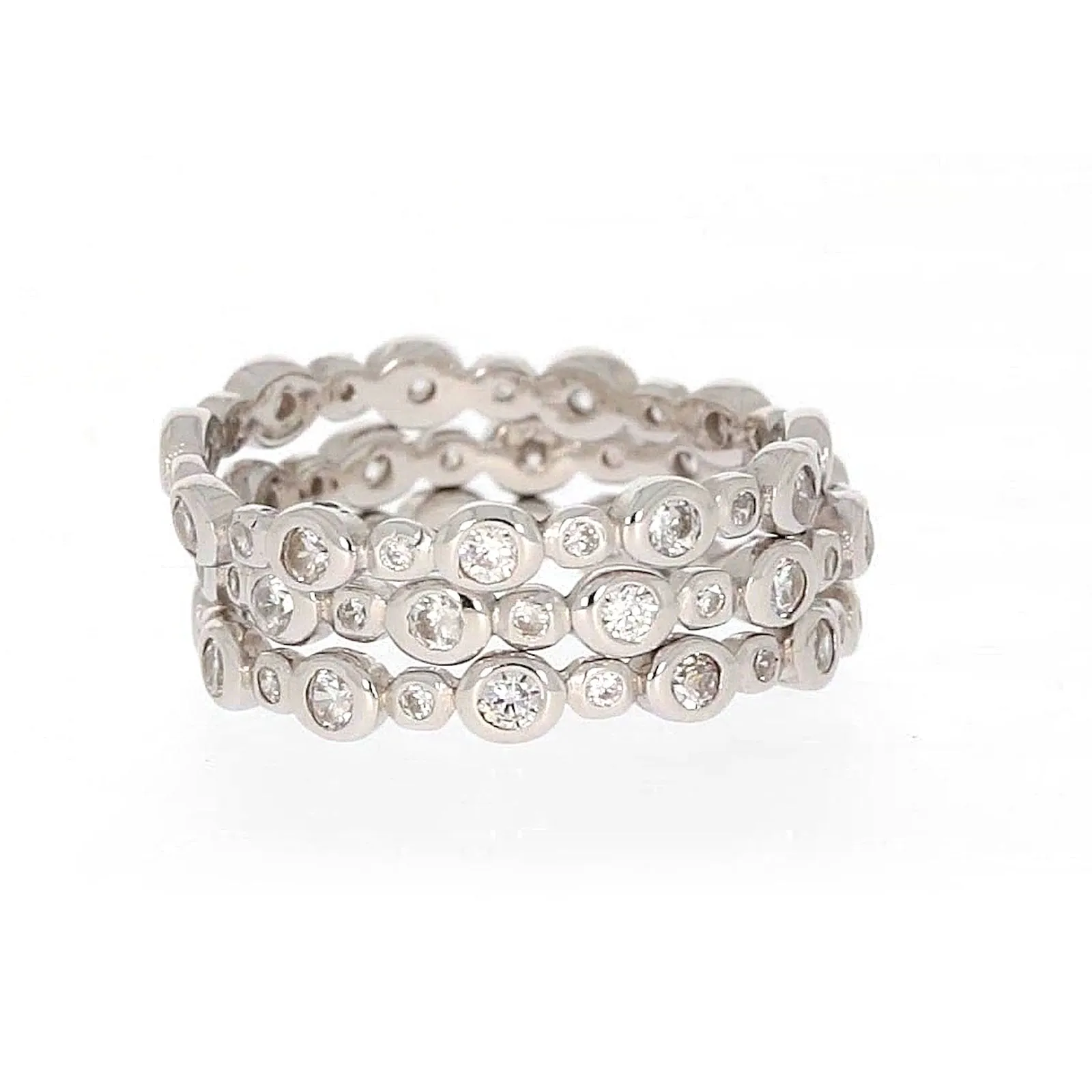 Sterling Silver Cubic Zirconia 3 Ring Set