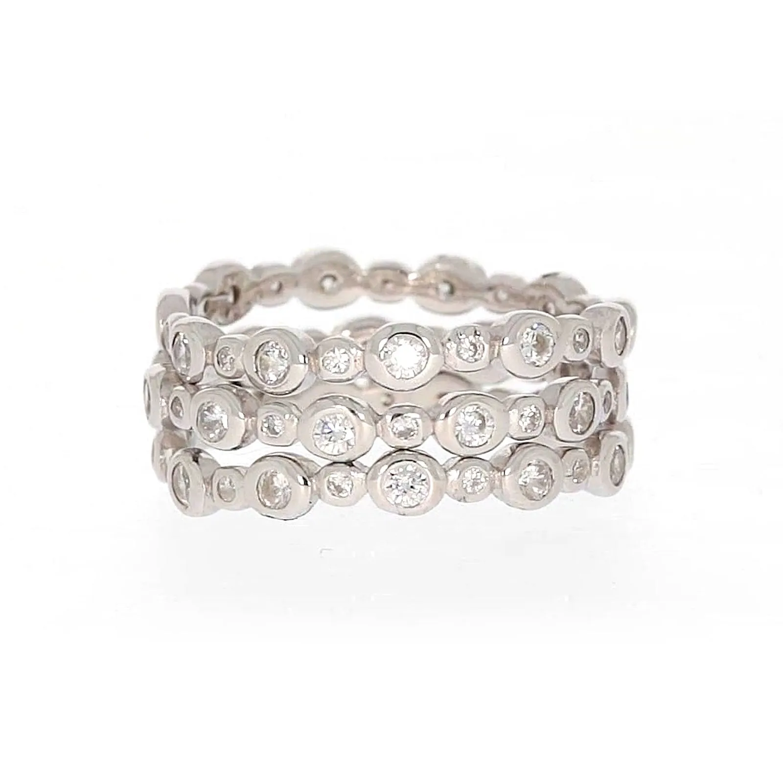 Sterling Silver Cubic Zirconia 3 Ring Set