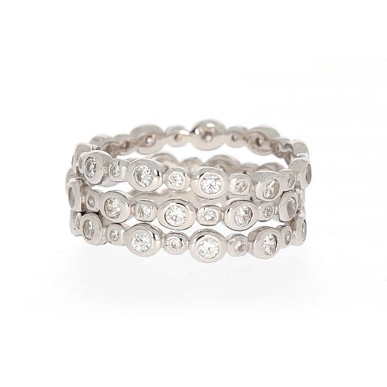 Sterling Silver Cubic Zirconia 3 Ring Set
