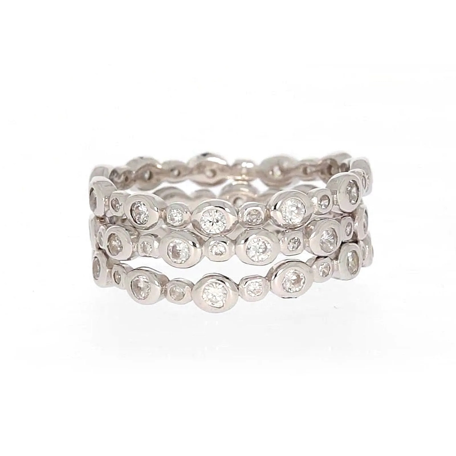 Sterling Silver Cubic Zirconia 3 Ring Set