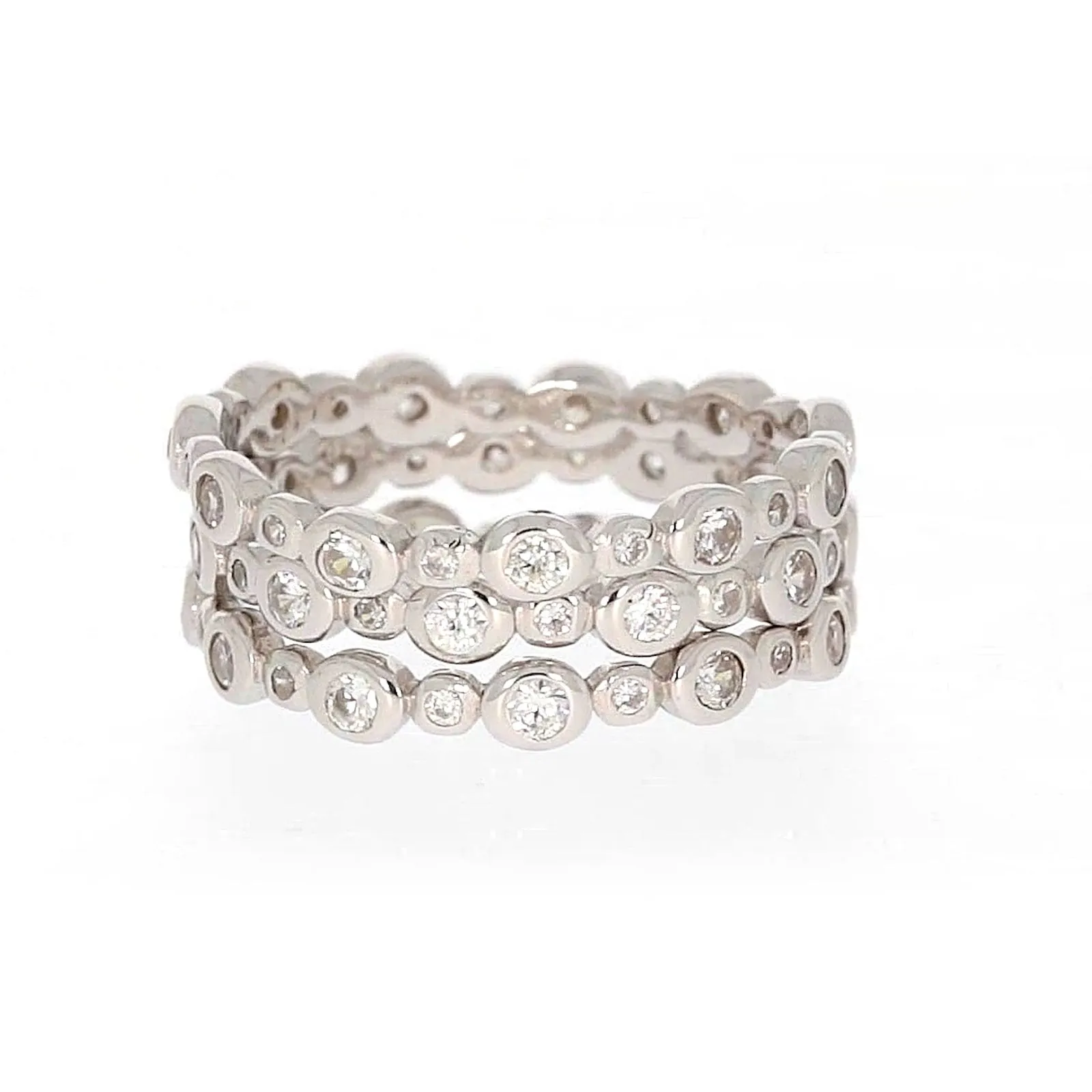 Sterling Silver Cubic Zirconia 3 Ring Set