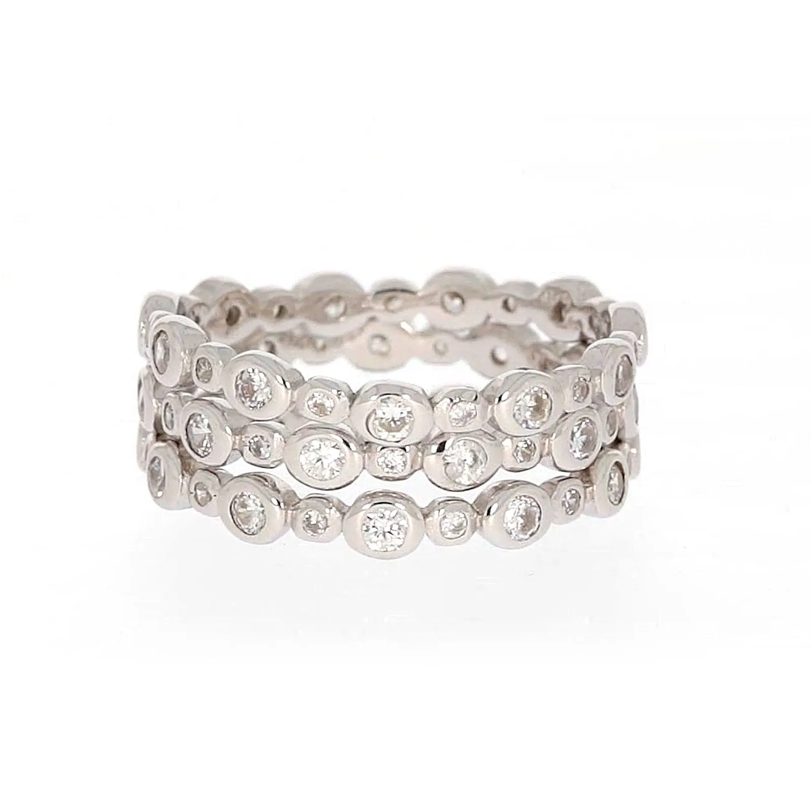 Sterling Silver Cubic Zirconia 3 Ring Set