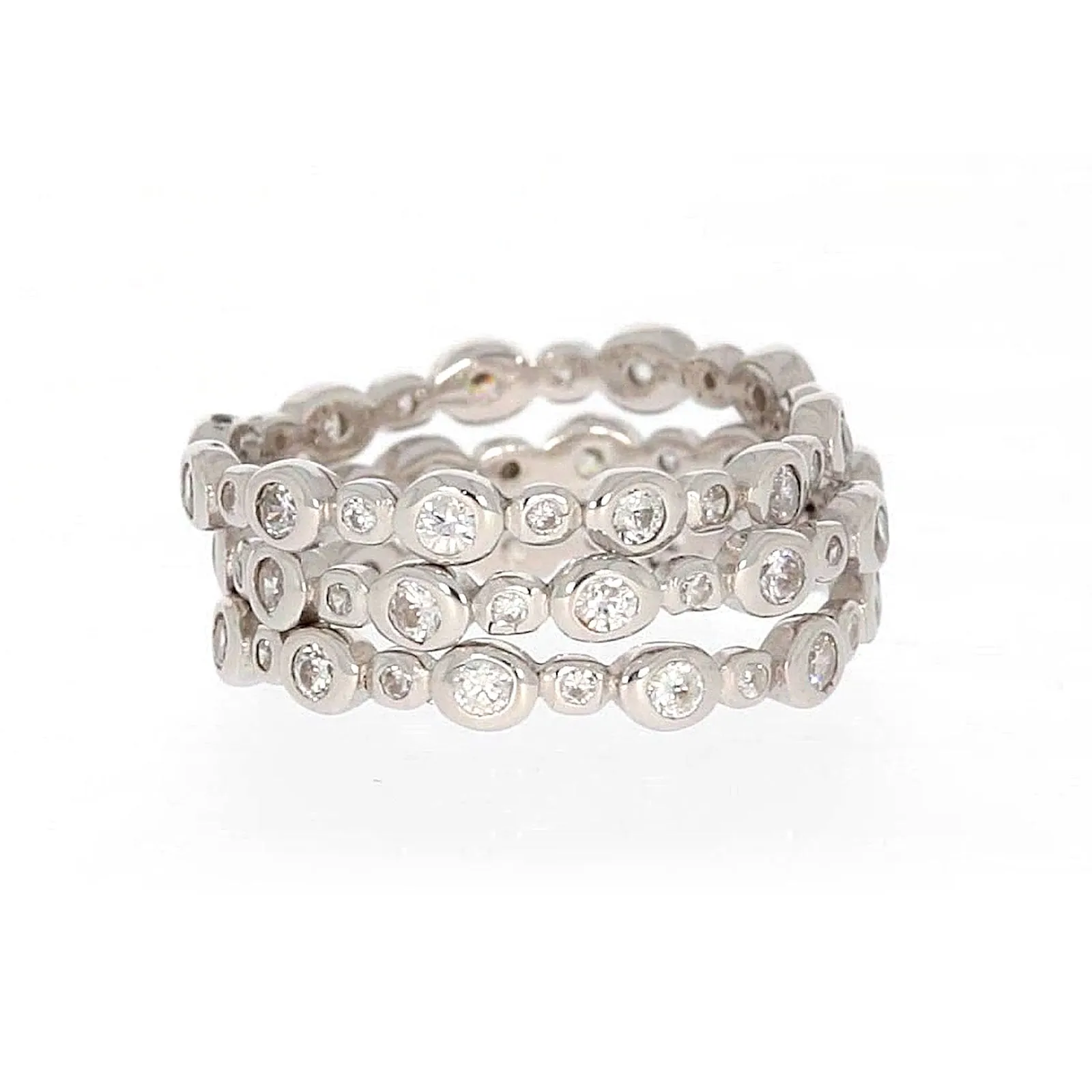 Sterling Silver Cubic Zirconia 3 Ring Set