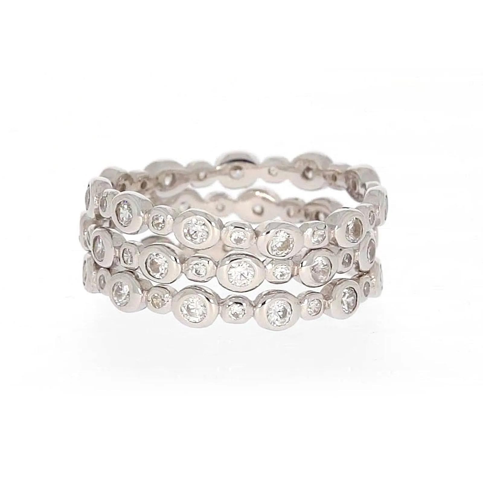 Sterling Silver Cubic Zirconia 3 Ring Set