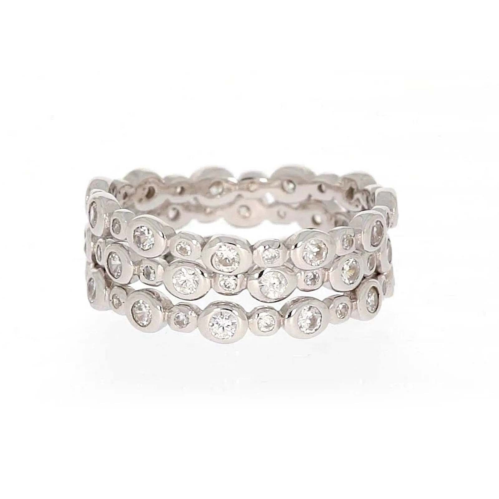 Sterling Silver Cubic Zirconia 3 Ring Set
